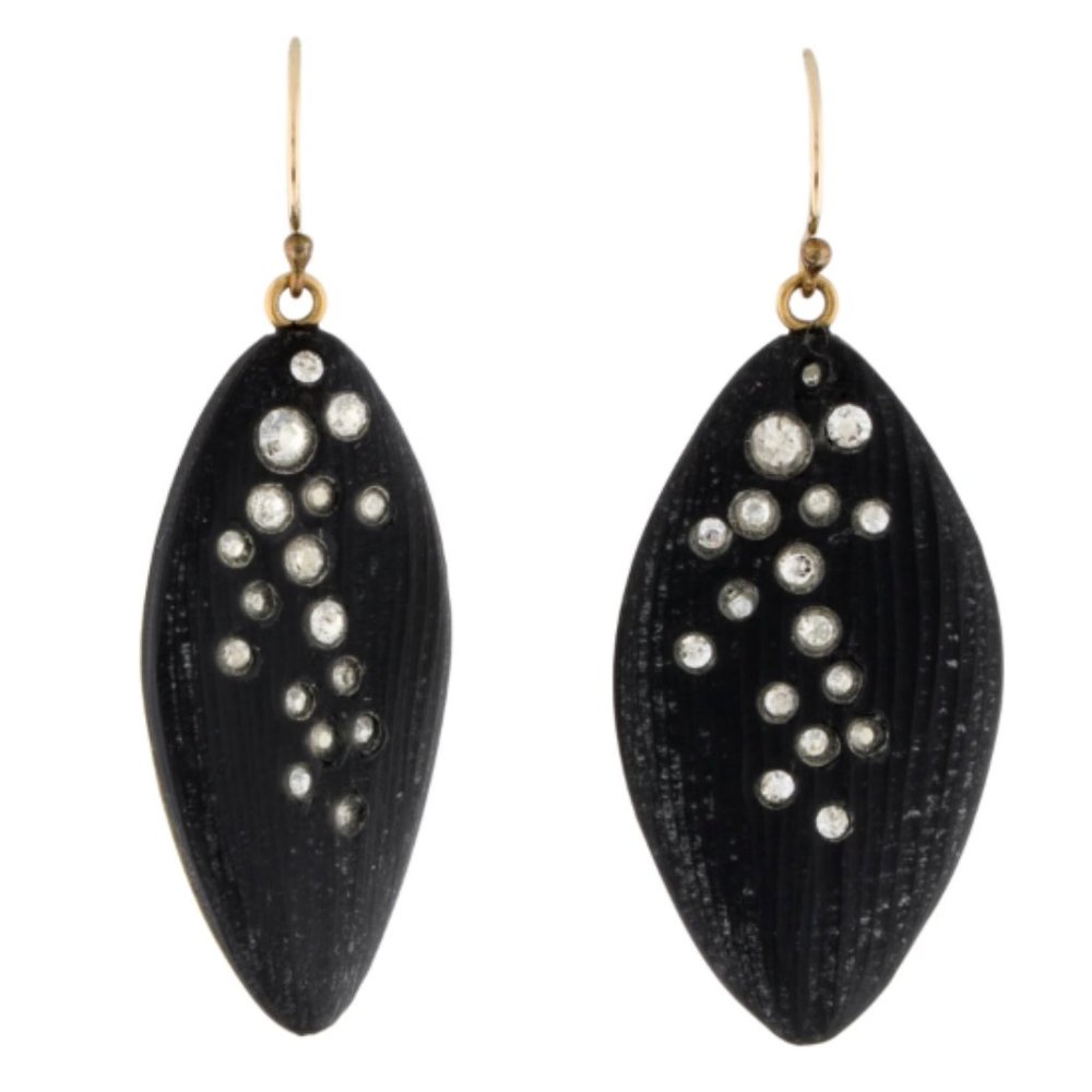 Alexis Bittar | Dust Long Leaf Statement Earrings (Black)